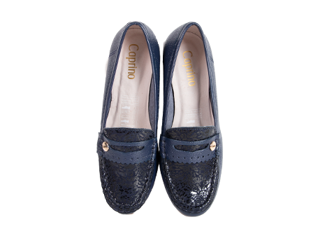 Mocasín para mujer en Cuero color AZUL, referencia ZS35