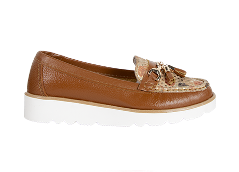 Mocasín para mujer en Cuero color MIEL, referencia ZS40