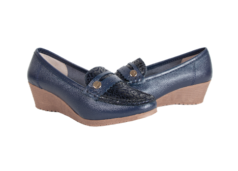 Mocasín para mujer en Cuero color AZUL, referencia ZS35