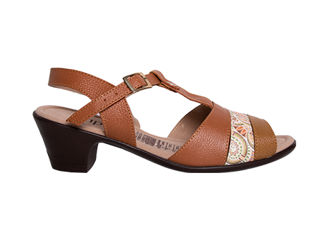 Sandalia para mujer en Cuero color MIEL, referencia ZY24