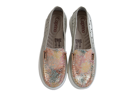 Mocasín para mujer en Cuero color PLATA, referencia ZR36